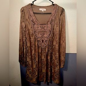 Long sleeved lace mini dress